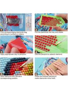 1SET Acrylic Full Drill Round Diamond Painting Kit Tulip Seascape Home Wall Decor Tabletop Display Perfect Gift Unframed - multicolor - View 3