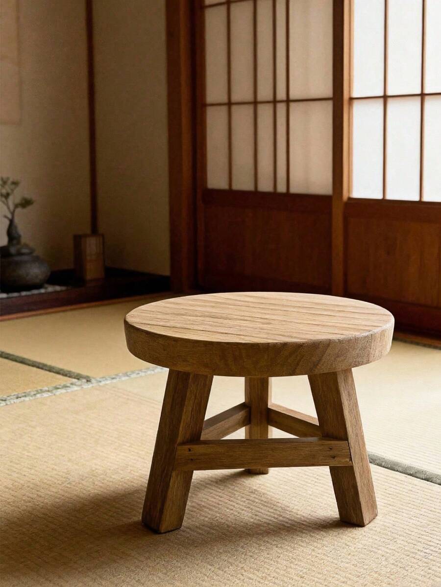 Haus Hana 1个小型木质展示凳,圆形木质底座,适用于小型花盆展示、家居装饰和办公辅助支架、装饰架、稳固底座、植物架、花盆架,斋月植物爱好者必备 - 彩色 - 查看 1