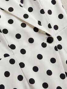 SHEIN LUNE French Style, Polka Dot Print, Fitted And Elegant Women's Short Dress. Summer New Style, Fashionable And Slimming Sleeveless Dress. - Apricot - View 4