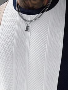 EGENSIO 男士夏季休閒拼色拼接T恤短褲套裝 - 藏蓝色 - 查看 4