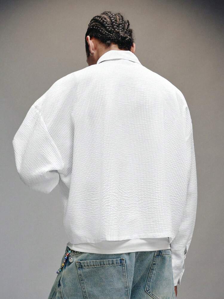 PAVTROS Men's Letter Embroidered Long Sleeve Shirt With Tie, Button Up Office Shirt - White - View 2
