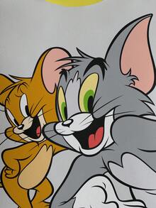 TOM & JERRY X SHEIN 小男孩休閒拼色卡通印花運動衫 - 白色 - 查看 6
