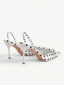 CUCCOO CHICEST Women's Pointed Stilettos, Elegant And Simple Polka Dot Sardines, Black High-End Overshoes Fall Shoes - White - View 7