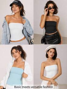 SHEIN BASICS Women Tops Summer Off-The-Shoulder Top Tops For Women - Purple - View 5