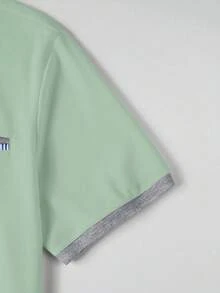 Manfinity Homme 男士短袖領領 Polo 衫，適合辦公室、外出與聚會 - 綠色 - 查看 6