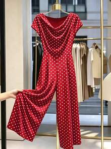 GlowEve CURVE White Elegant Commuter Comfortable Plus Size Jumpsuit For Girls - Red - View 5
