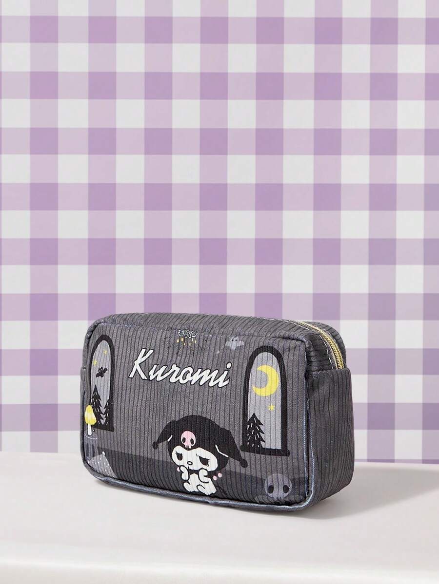 HELLO KITTY AND FRIENDS | SHEIN Tas Kosmetik Motif Kartun, Dompet Kosmetik Resleting Portabel untuk Perjalanan & Penggunaan Sehari-hari - Grey - View 1