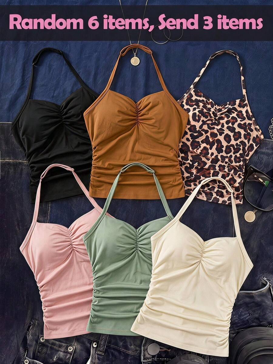 SHEIN Sparklyn Teen Girls Spring Summer Fashion Cute Comfortable Wavy Pattern Camisole With Bow, Suitable For Outings And Gatherings - Brown - View 1