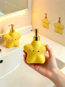 1PC Cute Star Design Liquid Soap Dispenser Pump Bottle Plastic Multifunctional For Bathroom Kitchen Lotion Hand Wash Container Home Decor Desk Ornament Housewarming Gift, Travel Bottle Set - View 3
