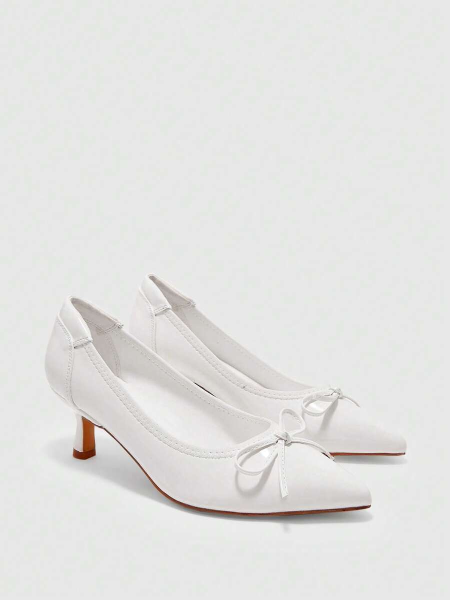 CUCCOO BIZCHIC Off-White Patent Leather Is Simple, Elegant And Comfortable Commuting Basic Pointed All-Inclusive Medium Heel Stiletto Shoes - Chantilly - View 1