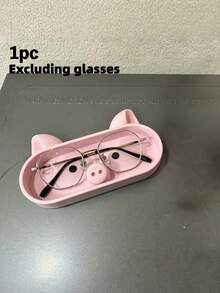 1PC Plastic Pink Pig Shape Storage Tray With Lid Decorative Desk Organizer For Glasses Jewelry Trinkets Nightstand Office Home Cute Gift - Multicolor - View 4