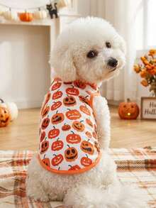 PETSIN 1pc Pumpkin Printing Pet Dog/Cat Breathable Vest For Halloween - Multicolor - View 1