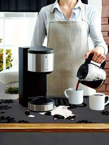 1PC Large Microfiber Rubber Base Super Absorbent Quick Drying Non Slip Easy Clean Waterproof Durable Cute Kitten In Cup Pattern Kitchen Countertop Dish Drying Mat Coffee Mat For Home Coffee Bar Sink Dining Table Kitchen Accessories Decor Gift - Multicolor - View 5