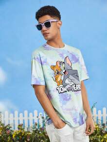 TOM & JERRY X SHEIN Men Cartoon Graphic Tie Dye Tee - Multicolor - View 5