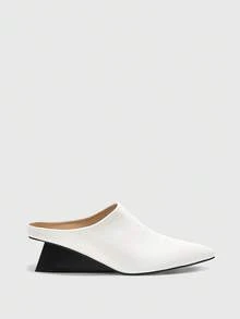 CUCCOO BIZCHIC Women Shoes Fashion Versatile Commuter Pointed Wedge Heel Shoes - White - View 2