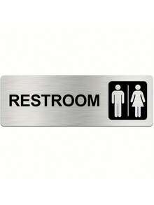 1PC Brushed Stainless Steel Self Adhesive Wall Mounted Rustproof Waterproof Fade Resistant Silver Male Female Restroom Sign For Commercial Office Restaurant Store Hotel Public Bathroom Toilet Door Indicator Plaque - Silver - View 3