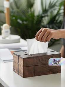 1PC Large Capacity Wooden Durable Weather Resistant Wall Mounted Free Standing Cross Distributor Napkin Holder Paper Towel Storage Rack For Bathroom Toilet Wardrobe Closet Home Office Organizer Space Saver - Multicolor - View 1
