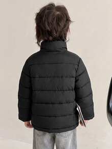 Dazy Kids Young Boy Casual Fashion Zipper Long Sleeve Padded Coat - Black - View 5