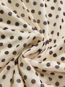ROMWE Kawaii Gaun Retro Polkadot Y2K Manis Model A-Line dengan Tali Bahu Tipis untuk Ukuran Plus - Aprikot - View 4
