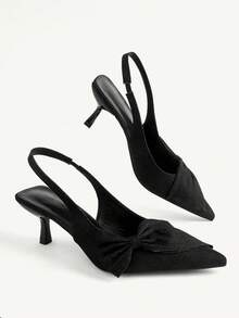 CUCCOO CHICEST Women Shoes Spring And Summer New Models, Denim Pointed Empty Shoes, Big Bow Stiletto Mary Jane Shoes, Retro Casual Style, Daily Commuting Dating Shoe - Cowboy Black A - View 8