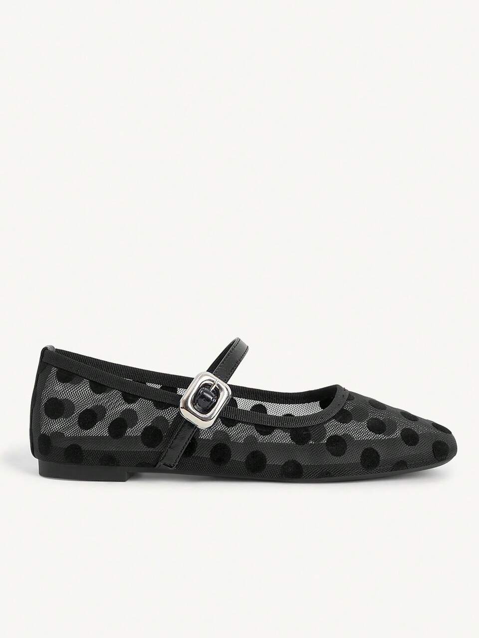 CUCCOO CHICEST Women's Shoes Mesh Polka Dot Square Toe Flats, Retro Mary Jane Mesh Shoes