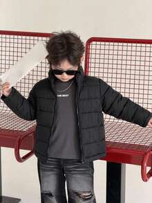 Dazy Kids Young Boy Casual Fashion Zipper Long Sleeve Padded Coat - Black - View 3
