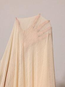 Slumberist Plus Size Soft Style Lace Patchwork Long Sleeve Robe Lightweight Luxury Tie Waist Outerwear Morning Robe Women's Sleepwear 2-Piece Set Beige - Apricot - View 9