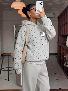 Muchica 女款休閒連帽衛衣，波點印花，秋季/冬季服飾，夏季服飾，街頭風，適合日常通勤、約會、聚會、秋季/冬季、夏季、派對、婚禮、海灘、畢業典禮，優雅、休閒、外出、Y2K、音樂節穿搭、度假服飾、返校服飾 - 彩色 - 查看 5