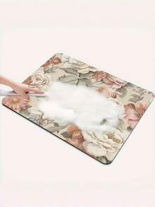1PC Thick Diatom Mud Absorbent Drain Drying Wash Free Heat Insulation Retro Flower Pattern Drain Pad Mat For Kitchen Bowl Plate Bar Water Cup Coffee Maker Dining Table Home Supplies - Multicolor - View 6