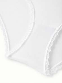 Bonmuse 2件組女款素色蕾絲拼接細肩帶休閒內衣套裝，含鋼圈，適合夏季 - 白色 - 查看 10