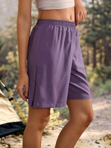 Exploreva Exploreva Women's Summer Casual Modest Sports Outdoor Shorts Vacation Going Out Purple,Trail Run Outfit - Purple - View 7