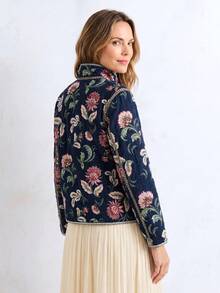 Dayvera Women's Autumn/Winter Casual Floral Print Jacket - Multicolor - View 2