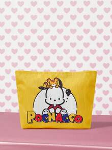 HELLO KITTY AND FRIENDS | SHEIN 1個卡通印花燈芯絨拉鍊化妝包，輕量多功能內襯化妝收納袋 - 動物 - 查看 1