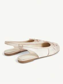 CUCCOO CHICEST Sepatu Balet Wanita Satin Berkerut dengan Pita, Ujung Terpisah, Ujung Bulat, Elegan, Warna Beige, Sepatu Kasual Sehari-hari - Aprikot - View 9