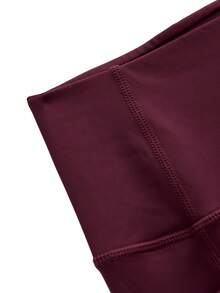 SHEIN Cheerettes Celana Pendek Olahraga Wanita Ukuran Besar Warna Polos Modis dengan Kantong, Warna Merah, Lembut, Elastis, Bernapas, Menyerap Keringat, Anti-Jongkok, Pengontrol Perut, Mengangkat Bokong, Sisi Samping - Hitam - View 6