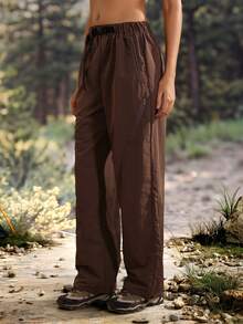 Exploreva Exploreva Women's Casual Versatile Zipper Pocket Hiking Pants, Sporty Fashion - Brown - View 4