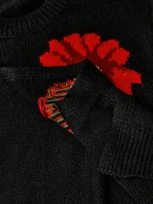 Travachic Cardigan Rajut Jacquard Kasual Serbaguna Ukuran Plus untuk Wanita Musim Gugur - Hitam - View 7