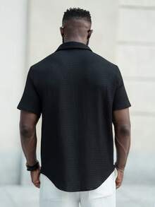 thenoahjr thenoahjr Men Drop Shoulder Button Front Shirt - Black - View 3