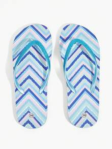 Grefit Women's Flip-Flops, A Must-Have For Seaside Vacations, Sequined Slippers, Colorful Wavy Patterns, Non-Slip And Lightweight Beach Flip-Flops, Women Beach Shoes Summer Shoes - sky blue - View 5