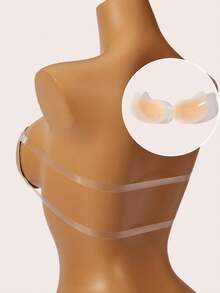 SHEIN Silicone Sticky Bra With Double Buckle Front Closure, Invisible Strapless Self-Adhesive Push Up Bra For Women Backless Deep V Summer Party Dress - Multicolor - View 6
