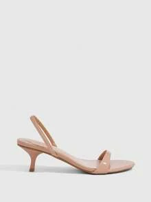 CUCCOO SZL 女款夏季 5.5CM 杏色一腳蹬小貓跟高跟涼鞋，性感時尚高跟涼鞋，適合通勤、派對與約會 - 杏色. - 查看 2