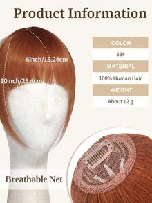 Clip In Bangs Human Hair, #33 Copper Red Fringe With Temples, Natural‑Looking Fake Bangs Extensions, Invisible & Easy To Wear, Premium Real Hair, Suitable For Women Daily Wear, Fits Different Face Shapes And Daily Styling Needs - S33 - View 2
