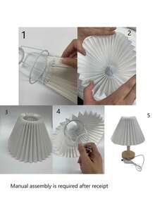 1PC USB Three-Color Dimmable Pleated Table Lamp, Creative & Minimalistic Modern Night Light For Bedside, Romantic And Warm - White - View 4