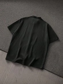 Manfinity VCAY 男士素色單排扣休閒百搭日常穿著襯衫 - 黑色 - 查看 2