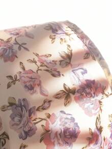 SHEIN 女童寬鬆休閒刺繡飾邊拼接紫色花卉梭織長袖蝴蝶結居家服淺紫色秋冬套裝 - 淡紫色 - 查看 8