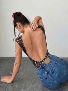 Firerie 女士优雅浪漫波点印花性感连体衣，适合派对、度假、婚礼、生日等场合 - 彩色 - 查看 4