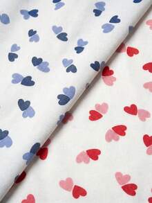 SHEIN Cottnline Cotton Line Women Heart Print High Waist Comfy Pants 2 Pcs Sleep Bottom Set – Multicolor, Heart - Multicolor - View 3
