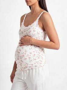 Modmama 3件套孕妇纯色及花卉蕾丝拼接蝴蝶结装饰吊带背心套装 - 彩色 - 查看 2