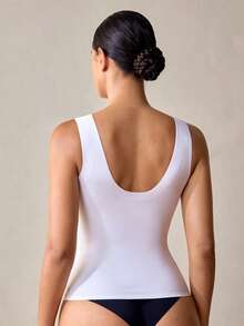 Top moldeador sin costuras para mujer, que da forma a la cintura y el abdomen. Camiseta minimalista que se puede usar como prenda exterior, para dar forma al Body - Blanco - Ver 2