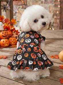 PETSIN 1 pezzo Abito a bolle per animali domestici con zucca arancione e stelle nere, per gatti e cani, per festa di Ognissanti - Multicolore - Visualizzare 1